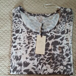 Eliane Rose Gray and White Animal Print Top, 3X